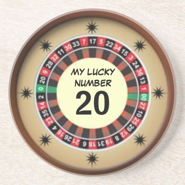 Lucky Roulette Wheel Number Underlägg Sandsten (Framsidan)
