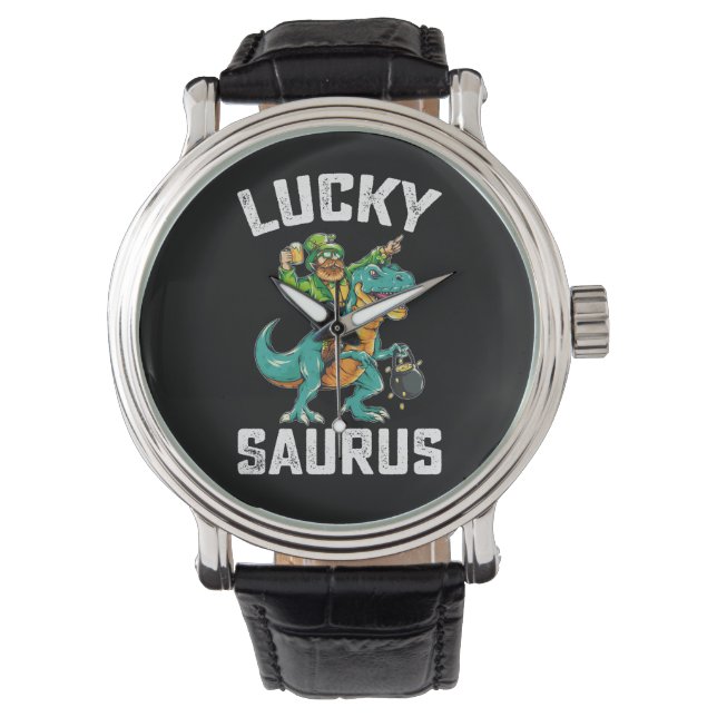 Lucky Saurus Dinosaur T Rex St patrick's day Armbandsur (Framsida)