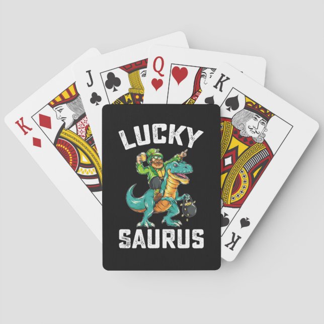Lucky Saurus Dinosaur T Rex St patrick's day Casinokort (Baksidan)