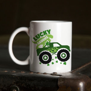 Lucky Saurus Rex Saint patrick Dinosaur shamrock Två-Tonad Mugg