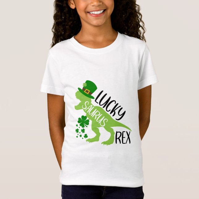 Lucky Saurus Rex - St. Patrick's Day Dinosaur T Shirt (Framsida)