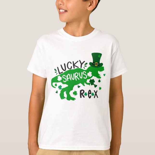 Lucky Saurus St. Patrick Boy's T-shirt (Framsida)