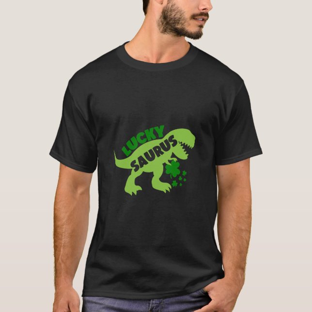 Lucky Saurus - St. Patrick's Day Dino T Shirt (Framsida)