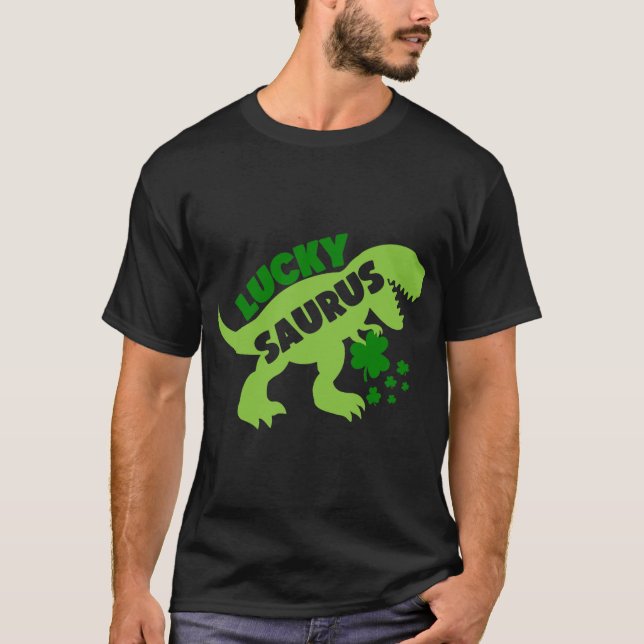 Lucky Saurus - St. Patrick's Day Dino T Shirt (Framsida)