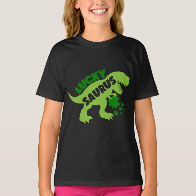 Lucky Saurus - St. Patrick's Day Dino T Shirt (Framsida)