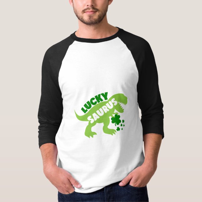 Lucky Saurus - St. Patrick's Day Dino T Shirt (Framsida)