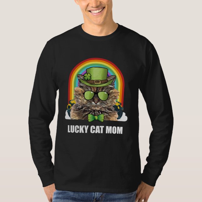 Lucky Selkirk Rex Cat Mom St Patricks Day T Shirt (Framsida)