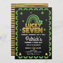 Lucky Seven Birthday-inbjudan, St patty's day