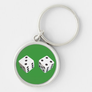 Lucky Seven Dice Roll Rund Silverfärgad Nyckelring