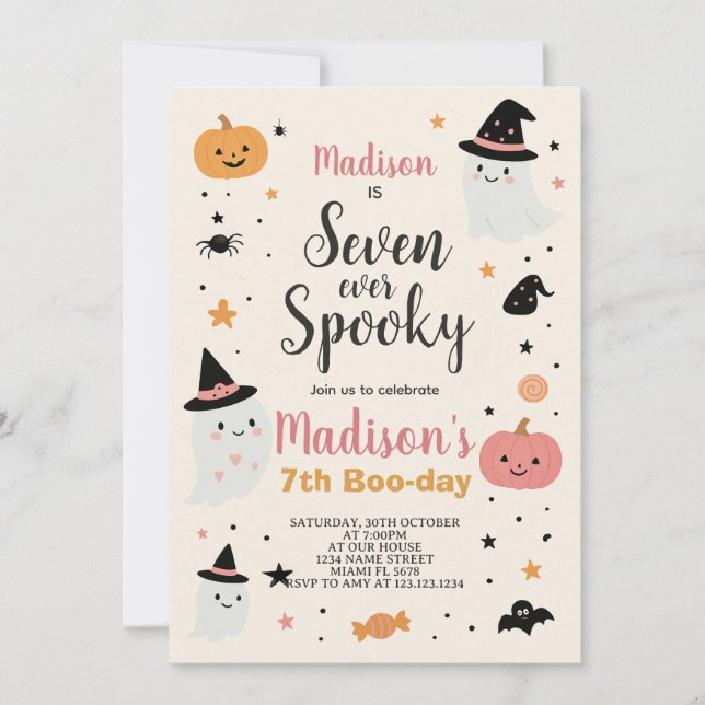 Lucky Seven Kids Halloween Birthday-inbjudan Inbjudningar (Framsida)