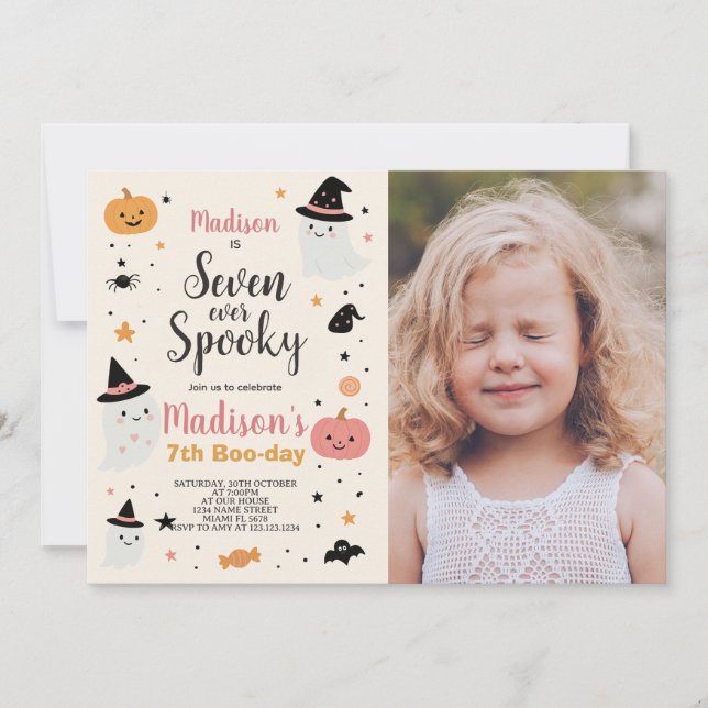 Lucky Seven Kids Halloween Birthday-inbjudan Inbjudningar (Framsida)