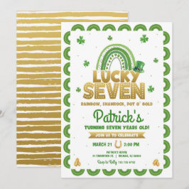 Lucky Seven St. Patrick's Day 7-års födelsedag Inbjudningar
