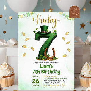Lucky Seven St patricks day Birthday Inbjudningar