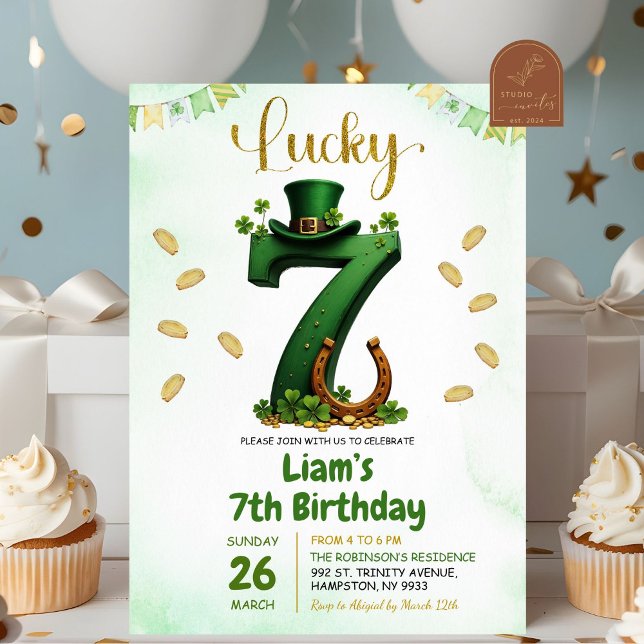 Lucky Seven St patricks day Birthday Inbjudningar (Skapare uppladdad)