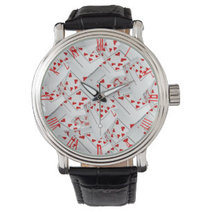 Lucky Sevens Diamonds and Hearts Poker Cards Armbandsur