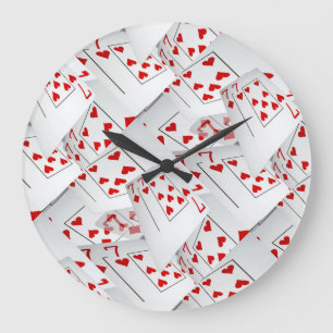 Lucky Sevens Diamonds and Hearts Poker Cards Stor Klocka