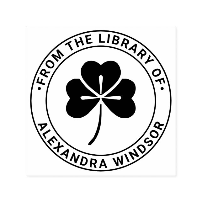 Lucky Shamrock #4 Bibliotek Bok Namn Självfärgande Stämpel (Design)