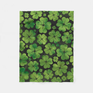 Lucky Shamrock 4-löv Klöver Mönster Fleecefilt