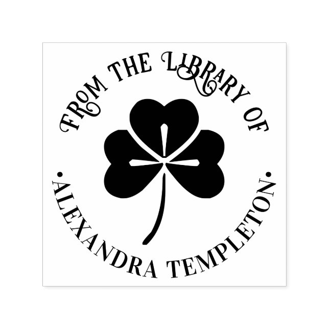 Lucky Shamrock #4P Bibliotek Bok Namn Självfärgande Stämpel (Design)