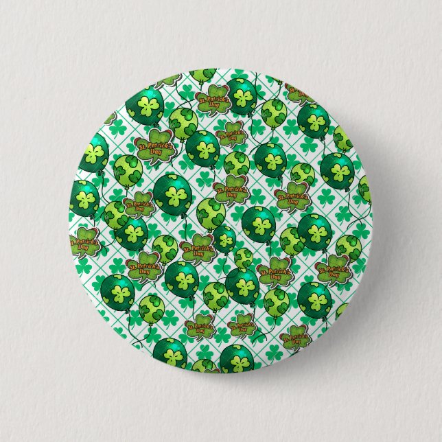 Lucky Shamrock Balloon St. Patrick’s Day Design 🍀 Knapp (Framsida)