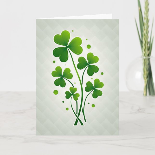Lucky Shamrock Bouquet Green Card Kort (Framsida)