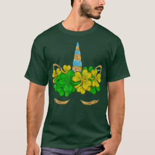 Lucky Shamrock Cute Unicorn Ansikte St patrick's d T Shirt
