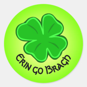 Lucky Shamrock Erin Go Bragh Curved Text Runt Klistermärke