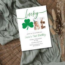 Lucky Shamrock Första födelsedagsfoto redigerbar