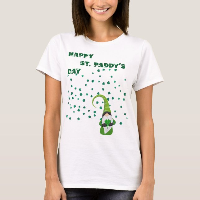 Lucky Shamrock Gnome St. Paddy's Day T Shirt (Framsida)