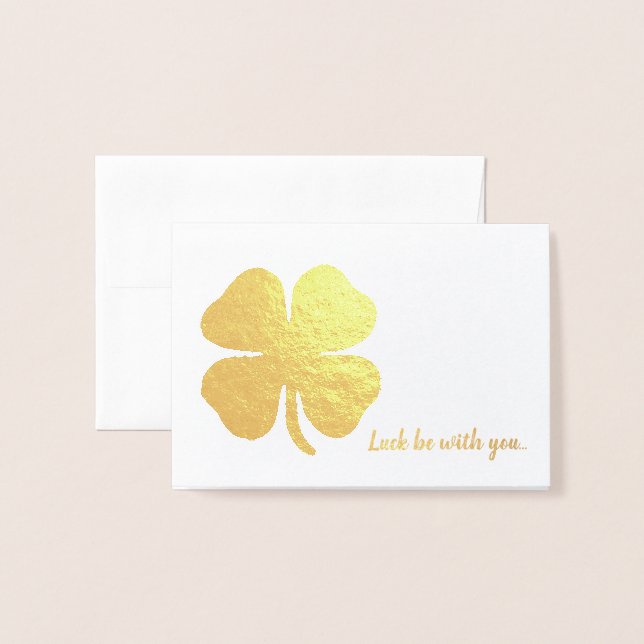 Lucky Shamrock Gold Foil Note Cards Folierat Kort (Framsida med kuvert)
