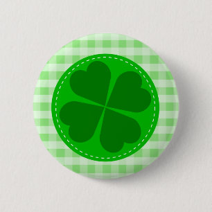 Lucky Shamrock Grönt Checkered Knapp