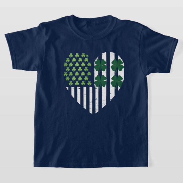 Lucky Shamrock Heart St. Patrick's Day Irish Pride T Shirt (Laydown)