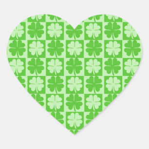 Lucky Shamrock Hjärtformat Klistermärke