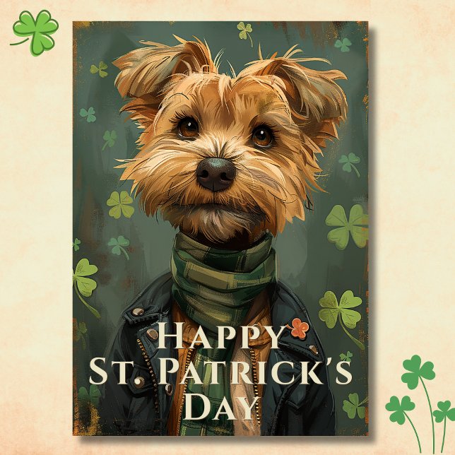 Lucky Shamrock Hund St. Patrick's Day Kort (Front - Lucky Shamrock Dog St. Patrick’s Day Card)