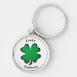 Lucky Shamrock Keychain Rund Silverfärgad Nyckelring