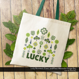 Lucky Shamrock Klöver Blommigt Minimalist Tygkasse