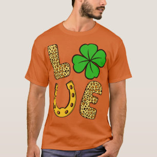Lucky Shamrock Klöver Kärlek St patricks day Leopa T Shirt