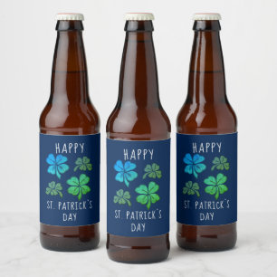Lucky Shamrock Klöver Lycklig St. Patrick's day Ölflaska Etikett