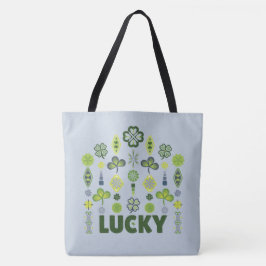 Lucky Shamrock Klöver minimal Modern Mönster Blue Tygkasse