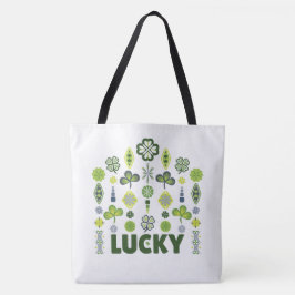 Lucky Shamrock Klöver minimal Modern Mönster White Tygkasse