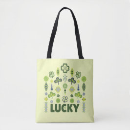 Lucky Shamrock Klöver Minimal Mönster Gult Tygkasse