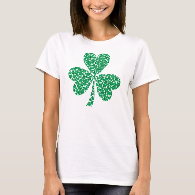 Lucky Shamrock lade upp små Shamrocks Tee Shirt (Framsida)