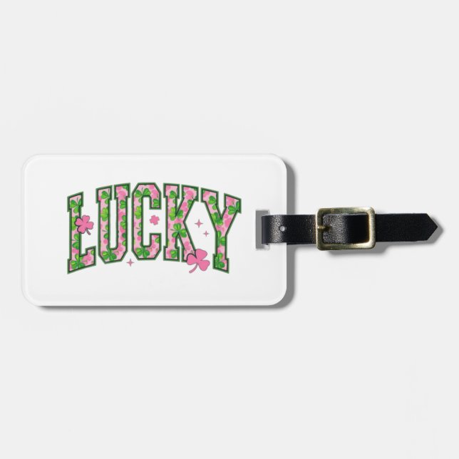 Lucky Shamrock Lettering Design Bagagebricka (Horisontell Framsida)