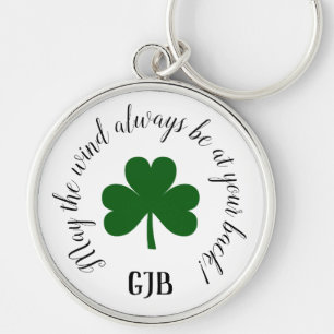 Lucky Shamrock Mall vind vara på din rygg Rund Silverfärgad Nyckelring
