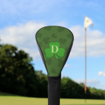 Lucky Shamrock Monogram Grönt Golf Head Cover