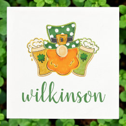 Lucky Shamrock Öl Leprechaun St Patrick's Namn Pappersservett