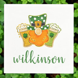 Lucky Shamrock Öl Leprechaun St Patrick's Namn Pappersservett