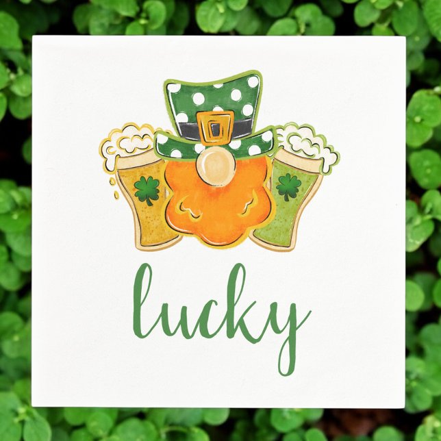 Lucky Shamrock Öl Leprechaun St Patrick's Party Pappersservett (Skapare uppladdad)