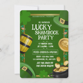 Lucky Shamrock Party St. Paddy's Day Customizable Inbjudningar