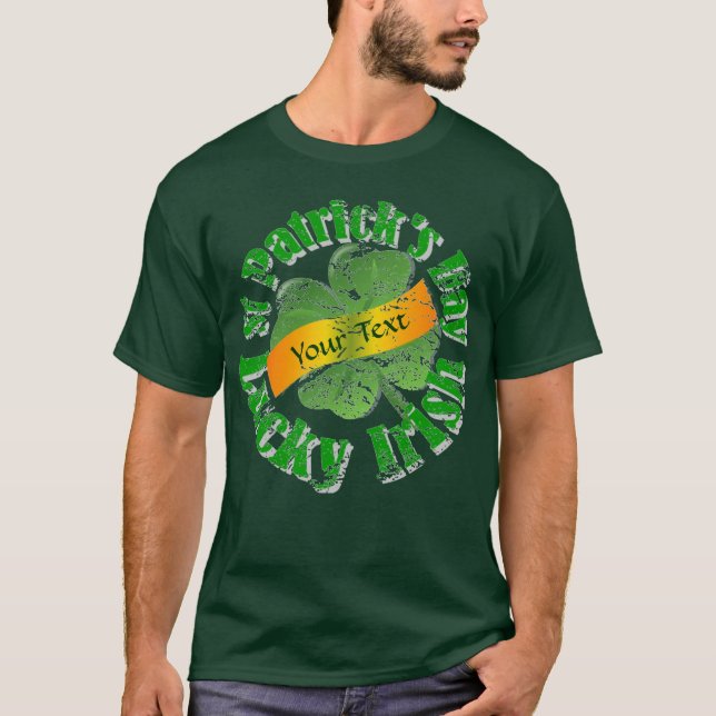 Lucky shamrock personlig St Patrick's T-shirt (Framsida)